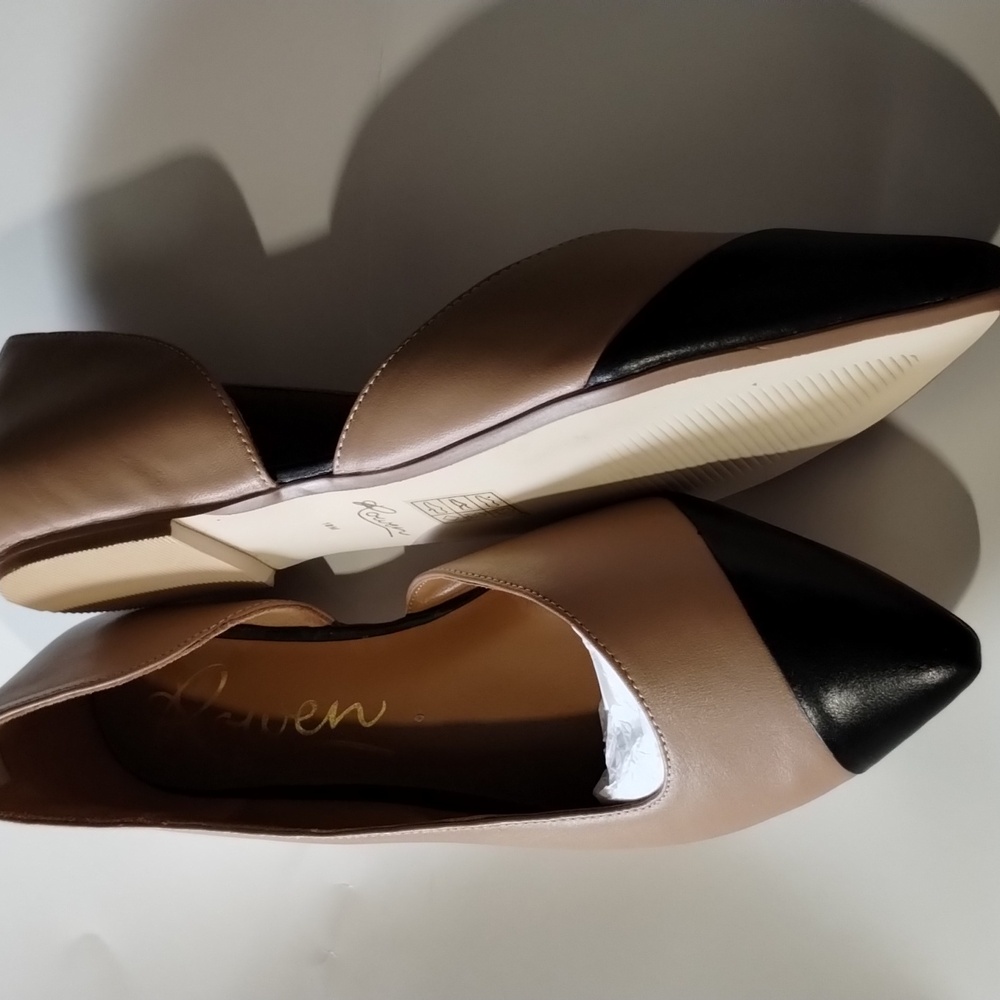 Rowen Tan And Black Flats Elegant Leather Loafers